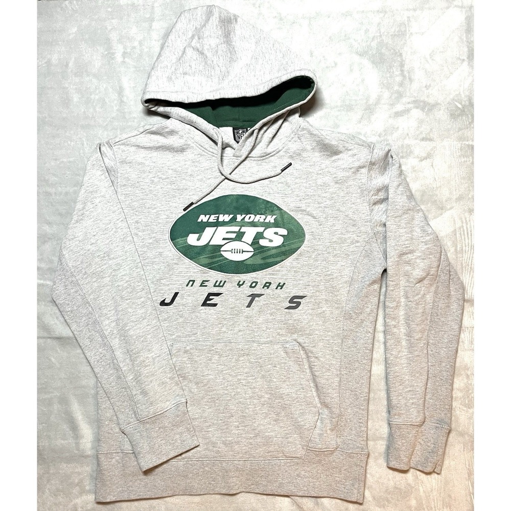 NFL New York Jets Mens M Hoodie Gray Team Apparel Green Pullover Kangaroo Pocket
